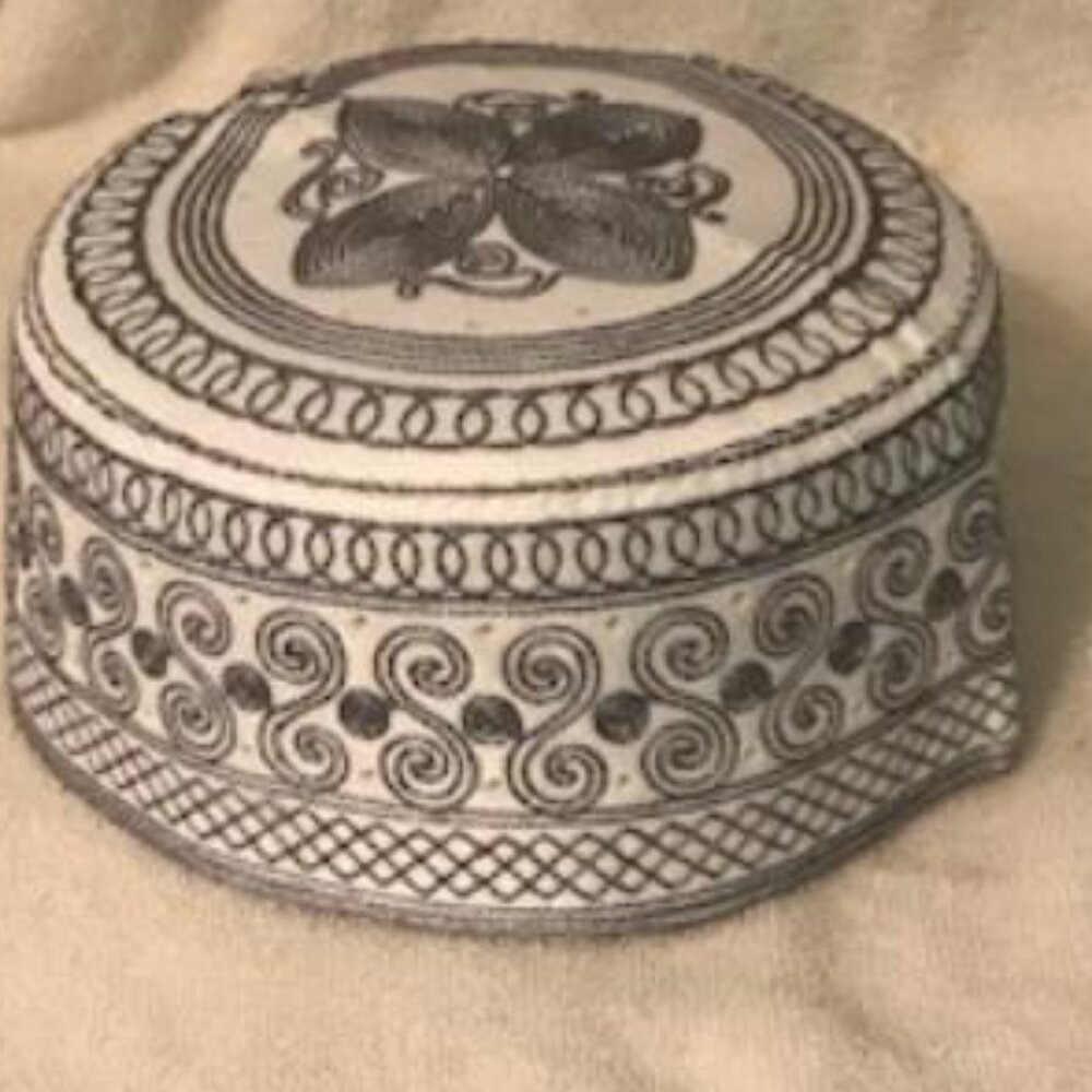 Embroidered Kufi GREY 54 cm Men's Muslim Islamic Prayer Cap SNALL
